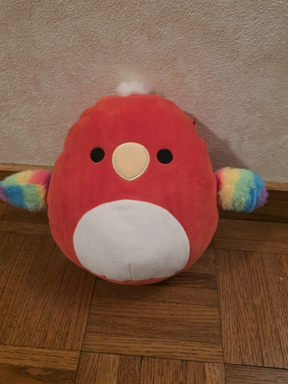 Squishmallows-Inspired Red Plush Bird with Rainbow Wings - Soft Pet Toy